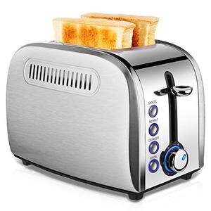 lot 35446 image: Toaster 2 Slice Best Rated - Stainless Steel Toaster Easy To Use with Removable Crumb Tray Two Slice Toaster with 2 Slice Extra Wide Slots for Bagels, Cancel Defrost 6 Bread Shade Settings Reheat Function