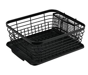 lot 35449 image: TQVAI Medium Dish Drying Rack Kitchen Dish Drainer with Silverware Storage, Black