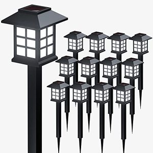 lot 35452 image: PLEAPOP Solar Outdoor Lights, 12 Pack Waterproof Solar Pathway Lights, 10 Hrs Long-Lasting LED Landscape Lighting Solar Garden Lights, Solar Lights for Walkway Path Driveway Patio Yard & Lawn