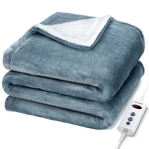 lot 35462 image: Wchiuoe Heated Blanket, 10 Heating Levels, 9H Auto Off Electric Blanket Throw, Machine Washable, Soft Flannel Sherpa, Fast Heating Blankets for Bedroom Office Couch, 50x60