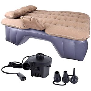 lot 35464 image: HIRALIY Car Air Mattress Backseat Inflatable Car Mattress Portable Travel Camping Mattress Sleep Bed for Truck Road Trip Blow Up Mattress with Electric Air Pump 2 Air Pillows (Car Mattress)