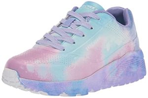 lot 35475 image: Skechers Kids Girls Uno Lite - Splatter Shines Sneaker, BlueMulti, 11 Little Kid