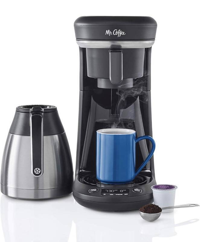 lot 62553 image: Mr. Coffee Coffee Maker, Programmable Coffee Machine for Single Serve or Carafe Coffee, 10 Cups, Black