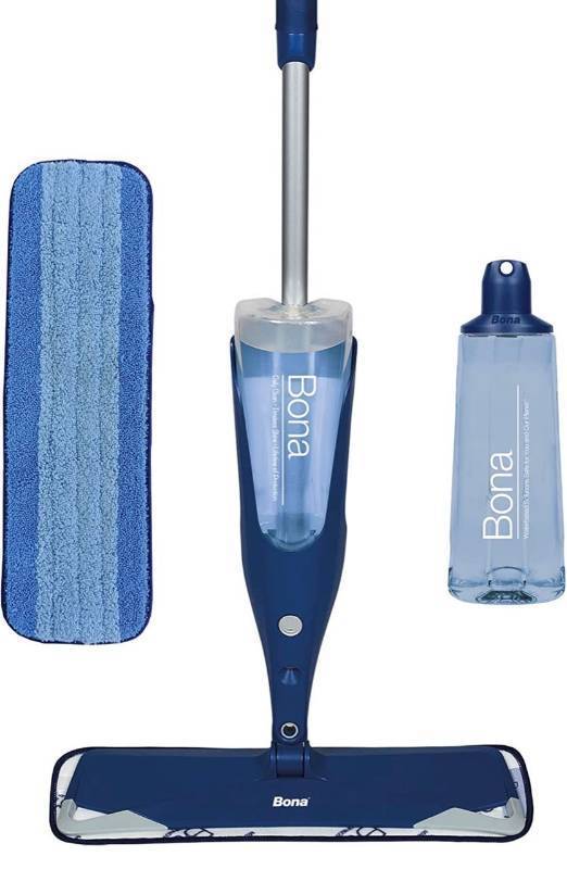 lot 60189 image: Bona Hardwood Floor Premium Spray Mop - Includes Wood Floor Cleaning Solution and Machine Washable Microfiber Cleaning Pad - Dual Zone Cleaning Design for Faster Cleanup