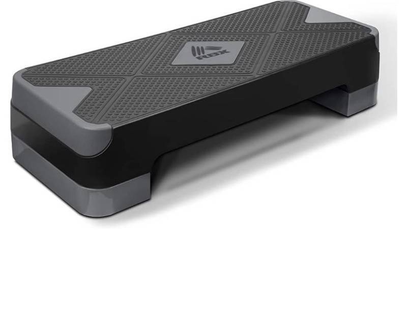 lot 60481 image: RBX Aerobic Step Platform with Non-Slip Textured Surface -2-Level Adjustable Steppers for Exercise, Compact, Lightweight, Easy-to-Store Exercise Step & Fitness Step Bench