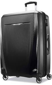 lot 62225 image: Samsonite Winfield 3 DLX Hardside Expandable Luggage with Spinners, Checked-Medium 25-Inch, Black