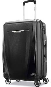 lot 62226 image: Samsonite Winfield 3 DLX Hardside Expandable Luggage with Spinners, Checked-Medium 25-Inch, Black