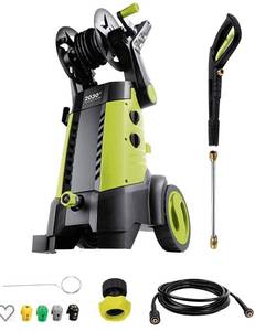 lot 62265 image: Sun Joe SPX3001 2030 PSI 1.76 GPM 14.5 AMP Electric Pressure Washer with Hose Reel, Green retail$230