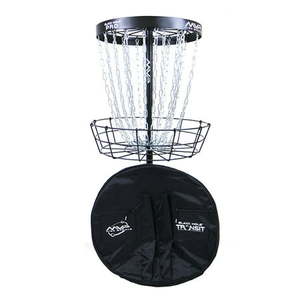 lot 62280 image: BLACK HOLE PRO with TRANSIT BAG - 24 Chain Practice Basket with Header Band and High Durability Carrying Bag