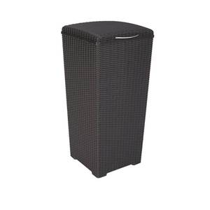 lot 62284 image: Keter Pacific 30-Gallon Resin Plastic Wicker Outdoor Waste Bin with Liner