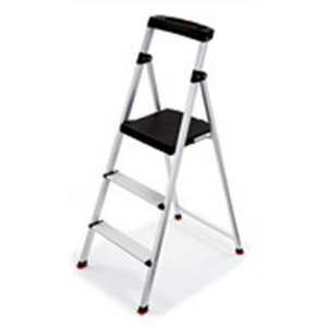 lot 62325 image: Rubbermaid 3-step Lightweight Aluminum Step Stool With Project Top Model #rma-3