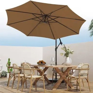 lot 62369 image: wikiwiki H Series Patio Offset Hanging Umbrella 10 FT Cantilever Outdoor Umbrellas wInfinite Tilt, Fade Resistant Waterproof Solution-Dyed Canopy & Cross Base, for Yard, Garden & Deck