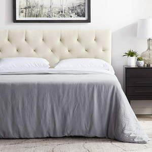 lot 62329 image: LUCID Mid-Rise Upholstered Headboard - Adjustable Height from 34�� to 46��, KingCal King, Pearl