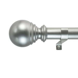 lot 62401 image: Decopolitan 1 Diameter Ball Telescoping Drapery Rod Set 36-72 Silver