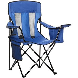 lot 62412 image: Amazon Basics Folding Mesh-Back Outdoor Camping Chair With Carrying Bag - 34 x 20 x 36 Inches, Blue (B074YRN643)