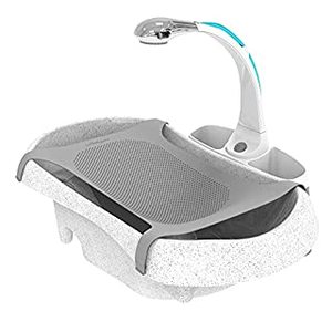 lot 62343 image: The First Years Rain Shower Baby Bathtub �� Baby Spa for Newborn to Toddler �� Includes Convertible Bathtub and Sling with Soothing Spray �� Baby Bath Essentials (B08XYFMK8K)