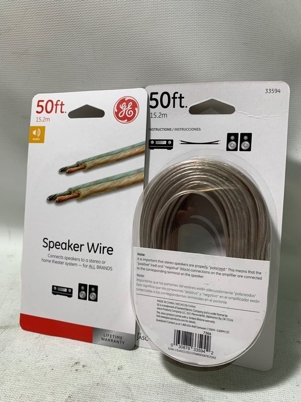 lot 144 image: 2 New 50ft Roles of Premium GE Speaker Wire