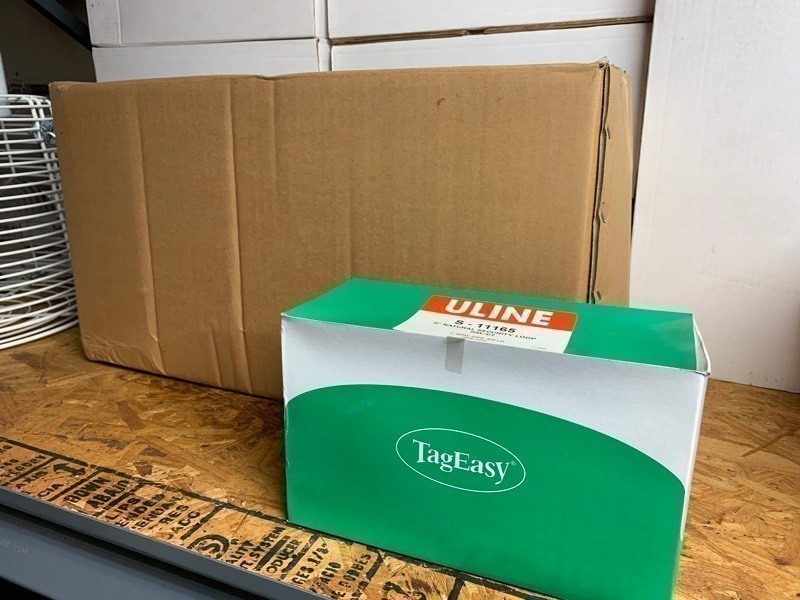 lot 194 image: 1 New Case of 50,000 ULINE S-11165 5 Natural Security Tag Loops (10 Box w 5,000 Each)
