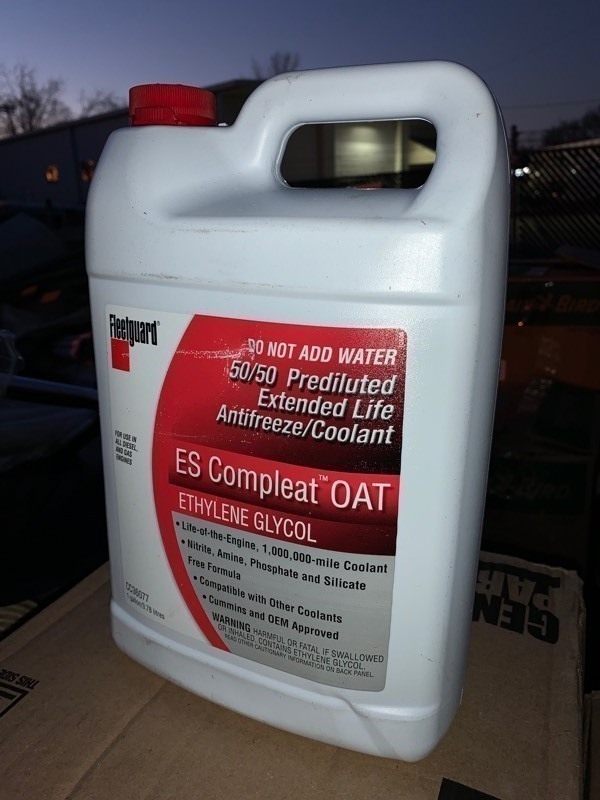lot 228 image: New Gallon of Fleetguard 5050 Prediluted Extented Life Antifreeze Coolant ES Compleat OAT Ethylene Glycol