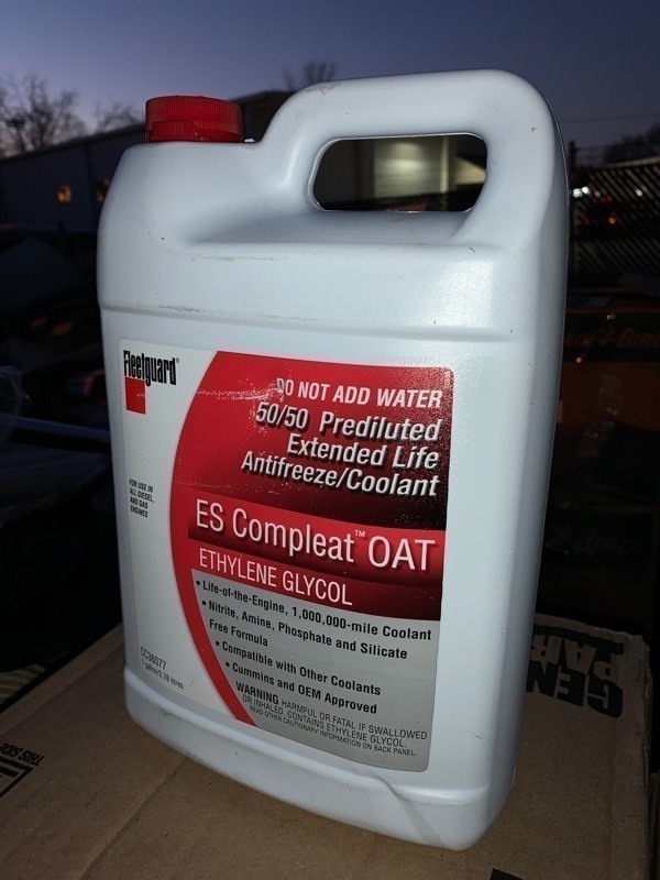 lot 229 image: New Gallon of Fleetguard 5050 Prediluted Extented Life Antifreeze Coolant ES Compleat OAT Ethylene Glycol