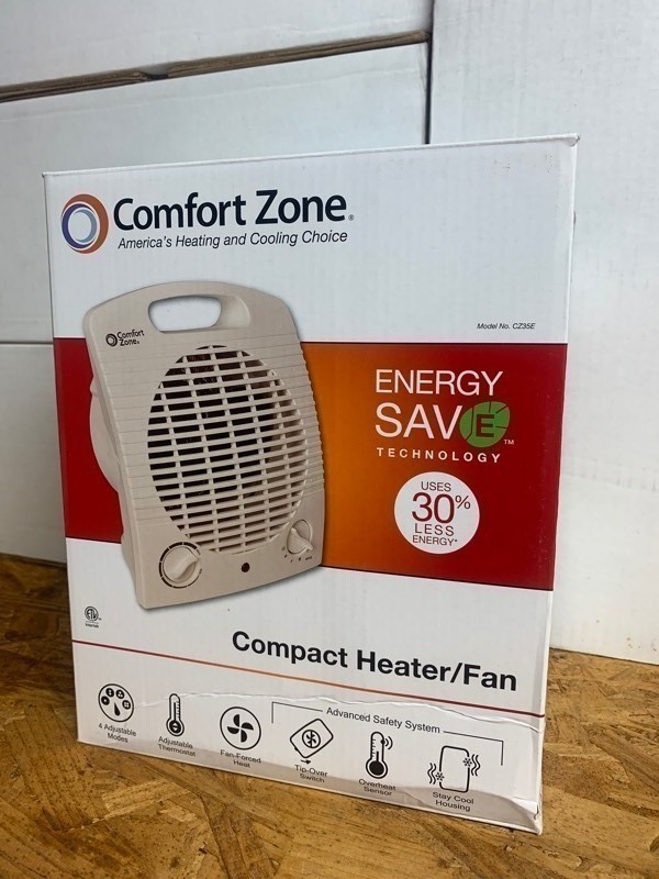 lot 233 image: New Comfort Zone Energy Saving Compact Dual Fan and Heater