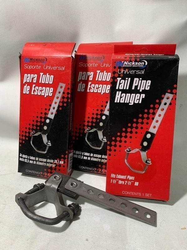 lot 309 image: 3 New Nickson Exhaust Universal Tail Pipe Hanger, Fits Exhaust Pipes and 1-12 Thru 2-12 OD