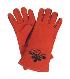 lot 5 image: New Pair of Industrial Heavy Duty High Intensity Memphis MCR Saftey Red Ram Kevlar  Leather 4720 Welding Gloves