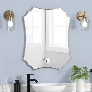 lot 2916 image: Scalloped Beveled Edge Polished Frameless Wall Mirror for Bathroom, Living Room, Vanity, Bedroom, Slive Mirror (18in x 24in Scalloped)