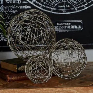 lot 2921 image: 3 Pack Metal Silver Sphere Decoration