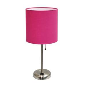 lot 4915 image: Lime Lights Stick Lamp with Charging Outlet and Fabric Shade
