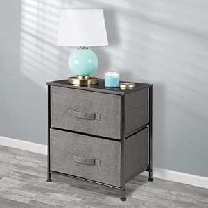 lot 4941 image: mDesign Small Storage Dresser EndSide Table Night Stand with 2 Removable Fabric Drawers