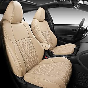 lot 4954 image: Full Coverage Faux Leather Custom Seat Covers Fit for 2014-2022 Toyota Corolla (2020-2022 Corolla XLE, Beige)