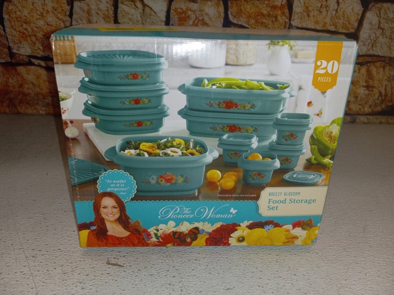 The Pioneer Woman 20 Piece Plastic Food Storage Container Variety Set, Breezy Blossom