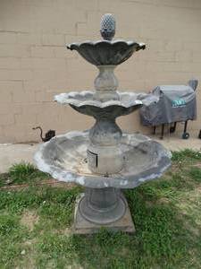 lot 23623 image: Excellent 6 foot tall cast aluminum 3 tier fountain