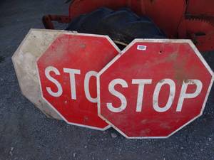 lot 23632 image: 3 metal STOP signs