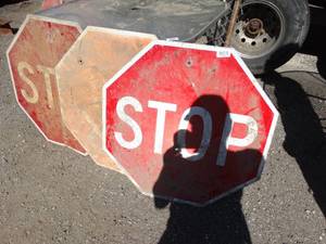 lot 23631 image: 3 metal STOP signs