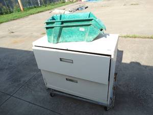 lot 23554 image: 2 drawer lateral file cabinet & parts bins