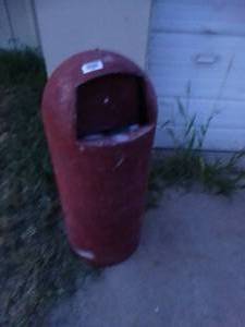 lot 23700 image: Red Corner Trash Can.