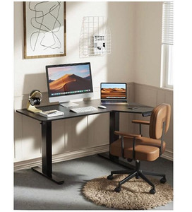 lot 332 image: Ciays 55 Electric Standing Desk, Height Adjustable Desk, Large L-Shape Standing Desk for Home Working, 55 x 34 inch Sit Stand Desk, Computer Workstation with Black