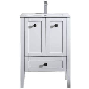 lot 47342 image: Ove Decors Andora 24 in W x 18 in D Pure White Single Sink Bathroom Vanity with White Ceramic Countertop