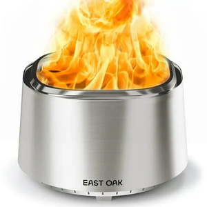 lot 47357 image: EAST OAK Pan Stove Fire Pit 29 Low Smoke Fire Pits for Outside Wood Burning Firepit with Poker & Removable Ash Pan 29 Inch Bonfire Pit for Patio Backyard Garden and Camping Stainless Steel