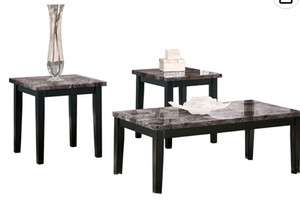 lot 47372 image: Signature Design by Ashley T204-13 Black 3 Piece EndCoffee Set, 48W x 23.75D x 19.25H, Grey