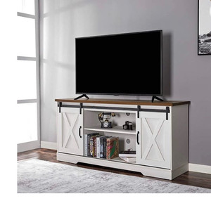 lot 47378 image: AMERLIFE TV Stand Sliding Barn Door Modern&Farmhouse Wood Entertainment Center, Storage Cabinet Table Living Room with Adjustable Shelves for TVs Up to 65, Distressed GREY