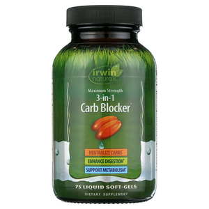 lot 77003 image: 3-in-1 Carb Blocker Maximum Strength (75 Liquid Soft-Gels)