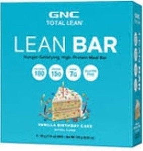 lot 77018 image: GNC TOTAL LEAN LEAN BAR , VANILLA BIRTHDAY CAKE NATURAL FLAVOR, QTY 5CT