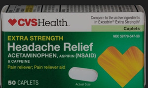 lot 77021 image: CVS Health Extra Strength Headache Relief Caplets, 50 Count