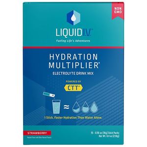 lot 77026 image: Liquid I.V. Hydration Multiplier, Electrolyte Powder, Supplement Drink Mix Strawberry - 0.56 oz x 15 pack