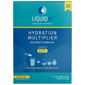 lot 77027 image: Liquid I.V. Hydration Multiplier, Electrolyte Drink Mix, Lemon Lime - 0.56 oz x 15 pack