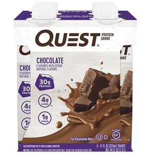lot 77036 image: Quest Nutrition Protein Chocolate Shake 30g of Protein Gluten-Free Chocolate 4 Count