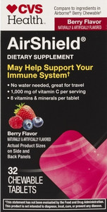 lot 77040 image: CVS Health AirShield Chewable Tablets, 32 CT, VERY BERRY FLAVOR